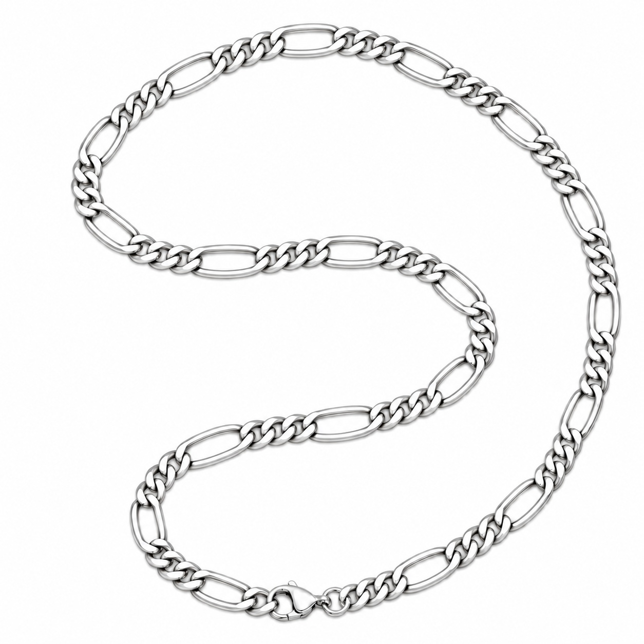 LGT JWLS Zilverkleurige Figaro Herenketting van Edelstaal 6mm - 50cm