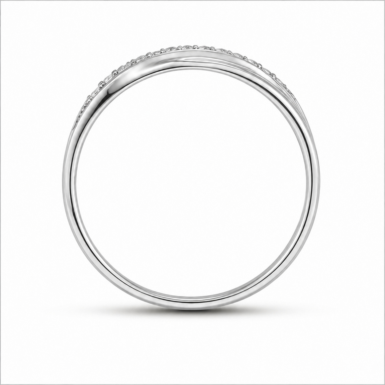 LGT JWLS Zilverkleurige Gedraaide Damesring met Schuine Rij Zirkonia - 19mm afbeelding 3