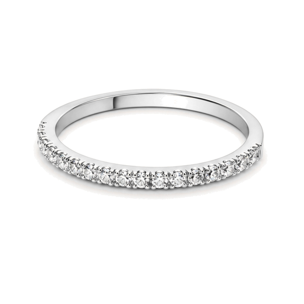 LGT JWLS Zilverkleurige Smalle Damesring met Rij Zirkonia - 20mm afbeelding 3