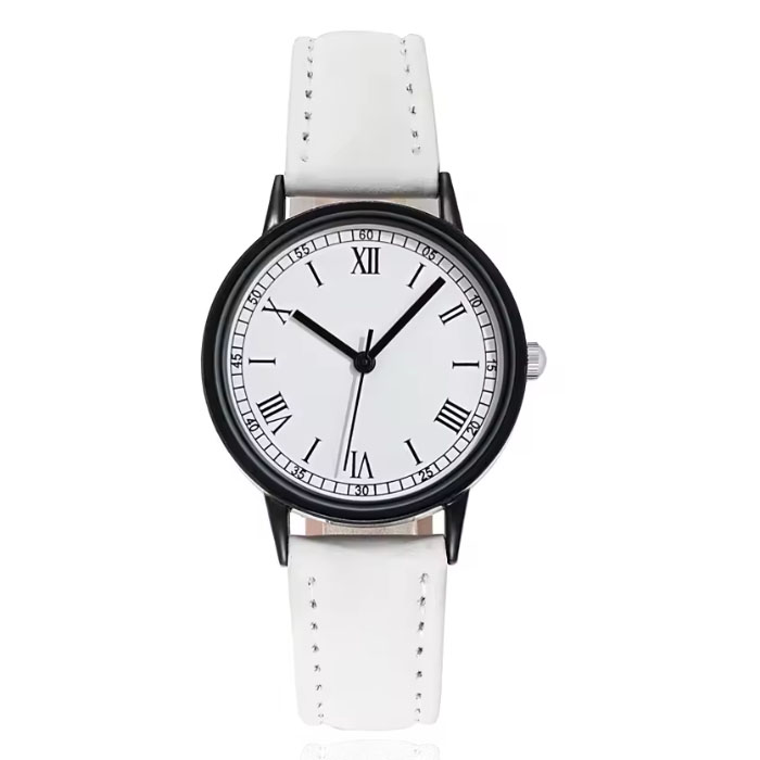 LGT Dameshorloge met zwarte kast, witte wijzerplaat en witte band