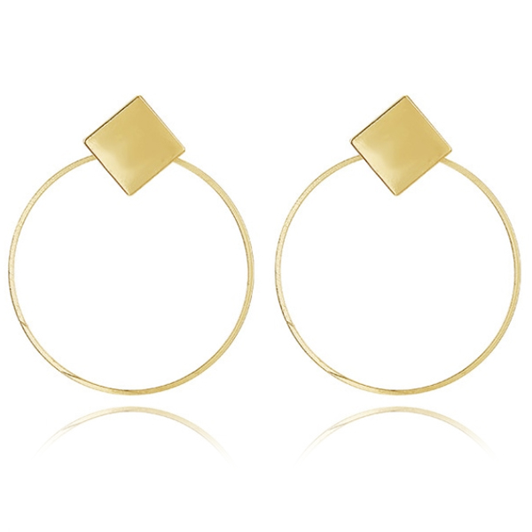 LGT Jewels Cirkelvormige Damesoorbellen met Rhombus Zilver