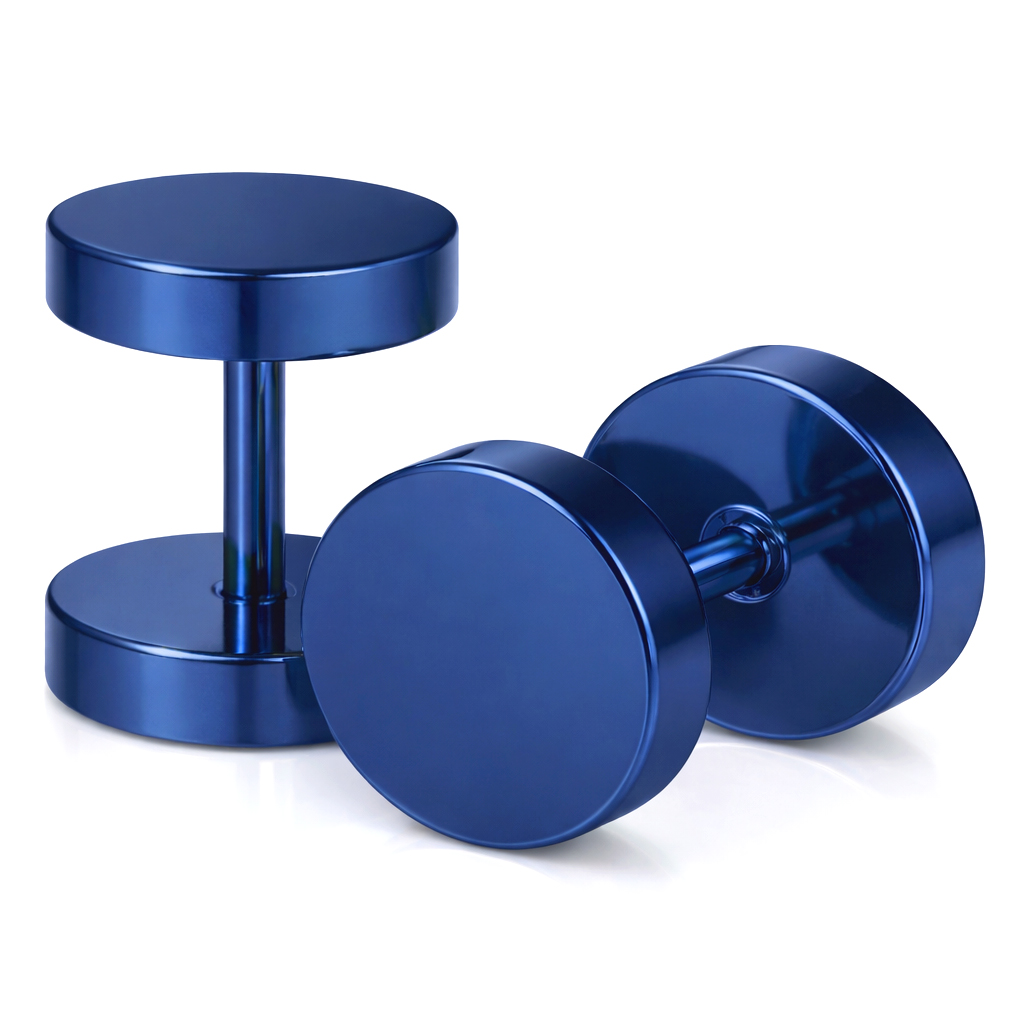 LGT Jewels Stud oorbellen Edelstaal blauw 8mm