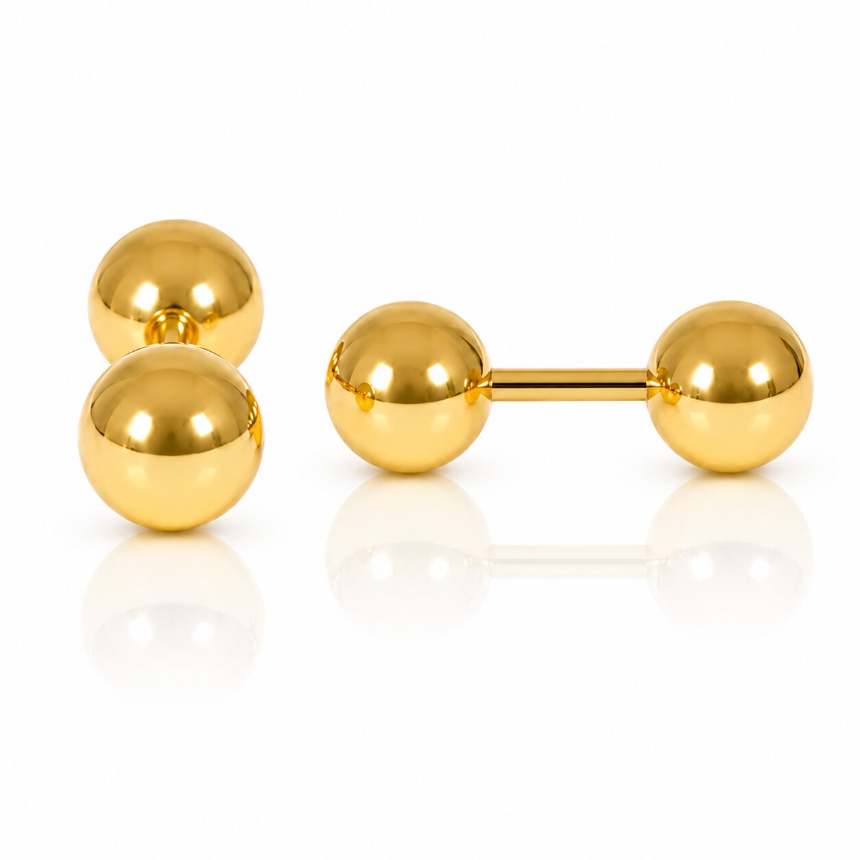LGT Jewels Stud oorbellen Dubbele Bol Goud 6mm
