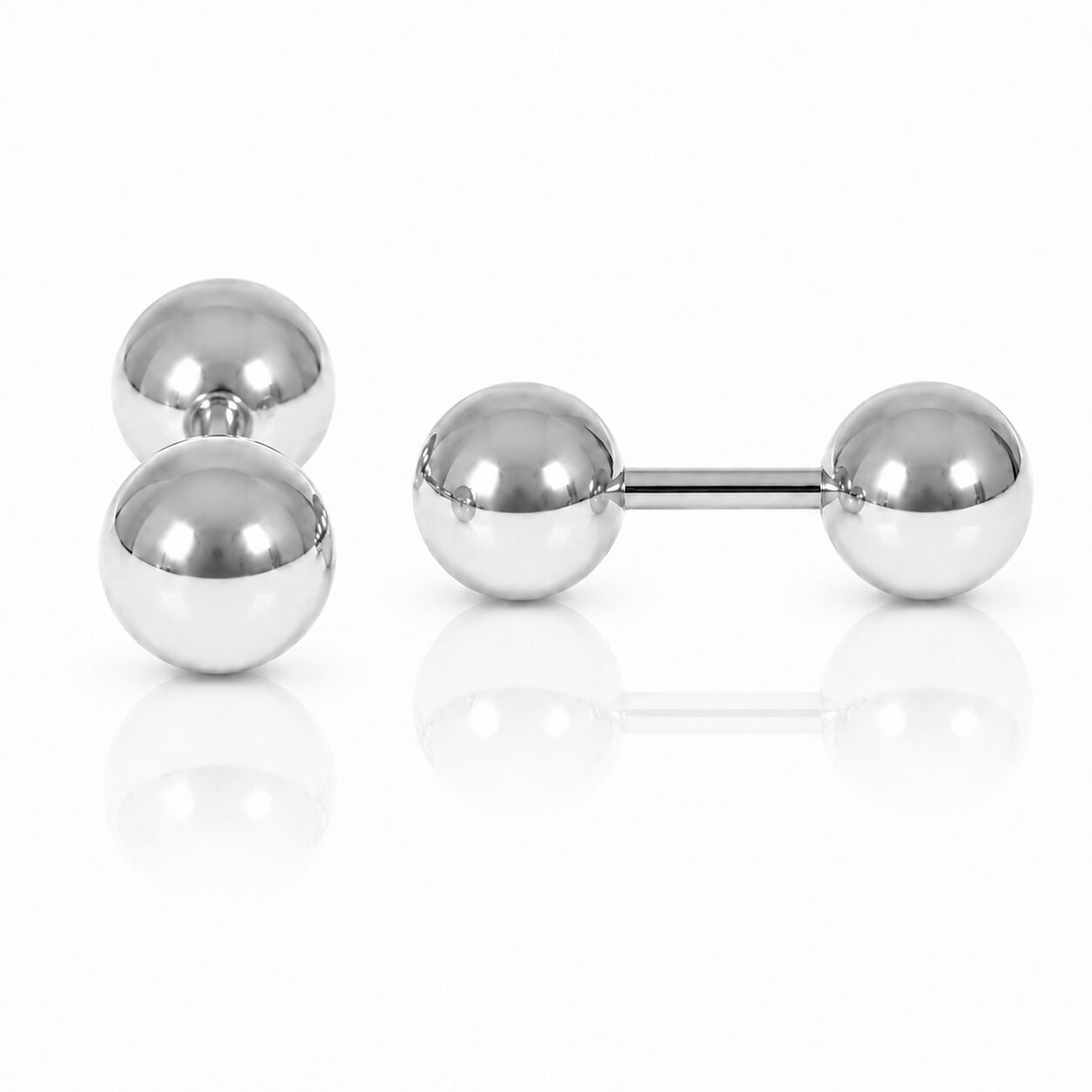 LGT Jewels Stud oorbellen Dubbele Bol Zilver 4mm