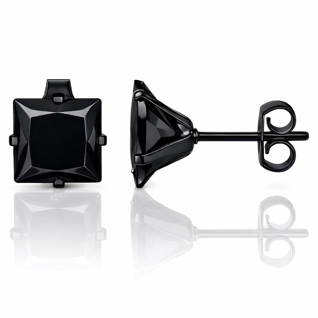 LGT JWLS Classic Stud Oorbellen Vierkant - Zwart-4mm