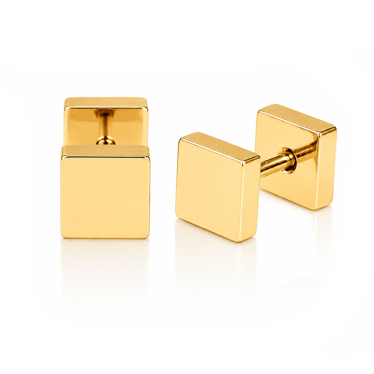 LGT Jewels Stud oorbellen Square Goud-6mm