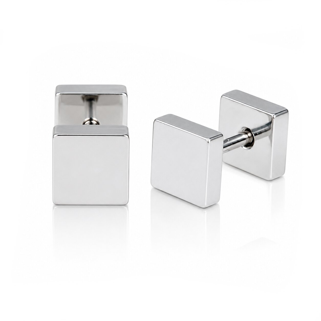 LGT Jewels Stud oorbellen Square zilver 6mm