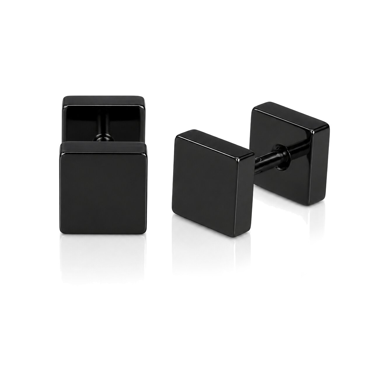 LGT Jewels Stud oorbellen Square zwart 4mm