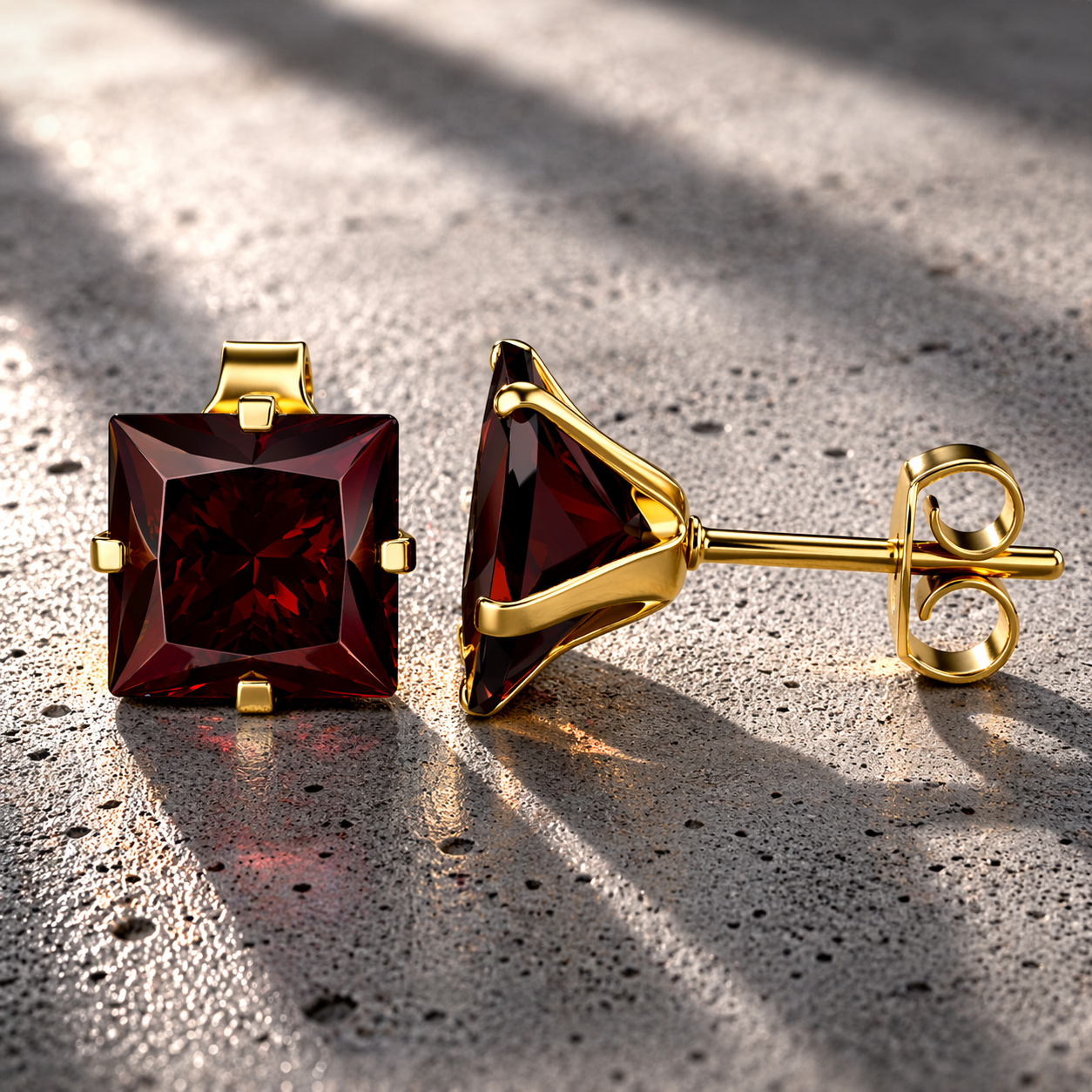 LGT JWLS Classic Stud Oorbellen Vierkant - Rood Goud-6mm afbeelding 3
