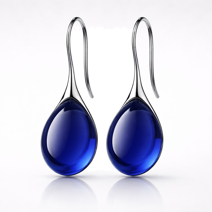 LGT JWLS Druppel Oorbellen voor Dames - Zilverkleurig met Blauwe Zirkonia Druppelstenen