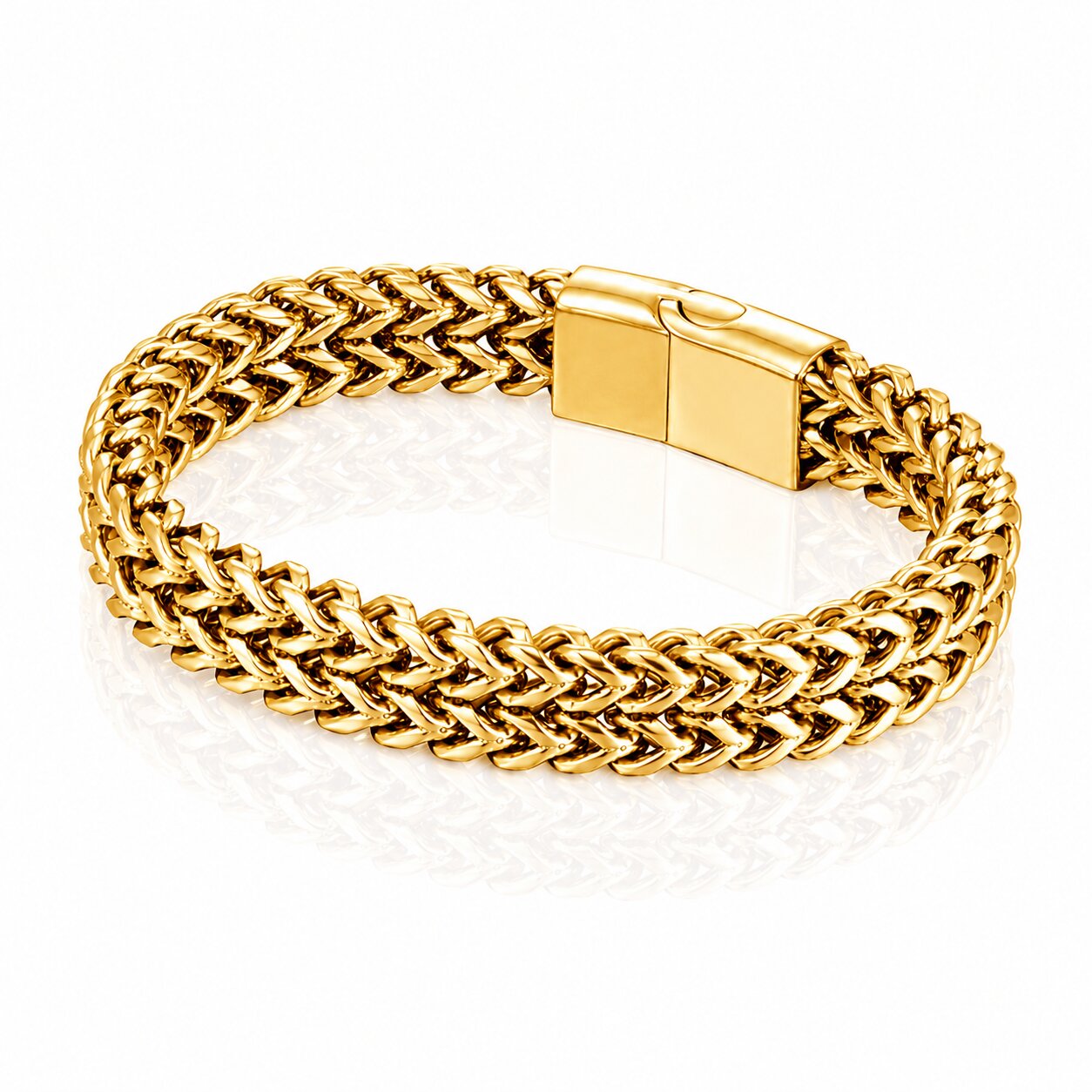 LGT JWLS Heren Armband - Dubbele Curb Chain van Edelstaal, Goud-19cm afbeelding 3