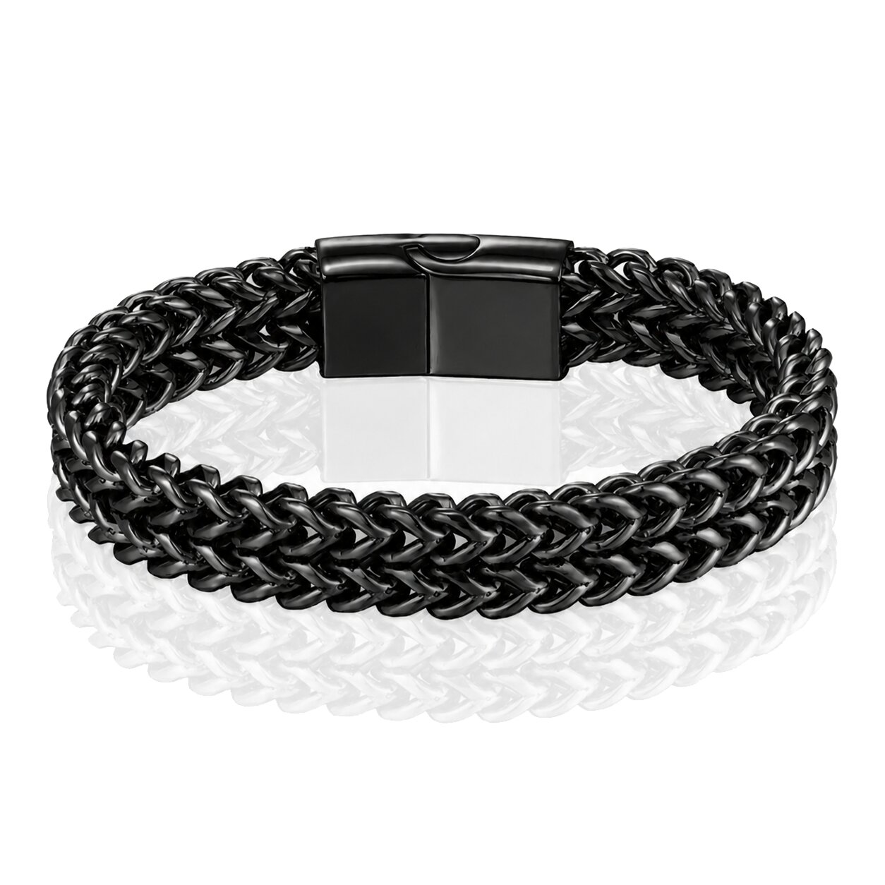 LGT JWLS Heren Armband - Dubbele Curb Chain van Edelstaal, Zwart-19cm afbeelding 1