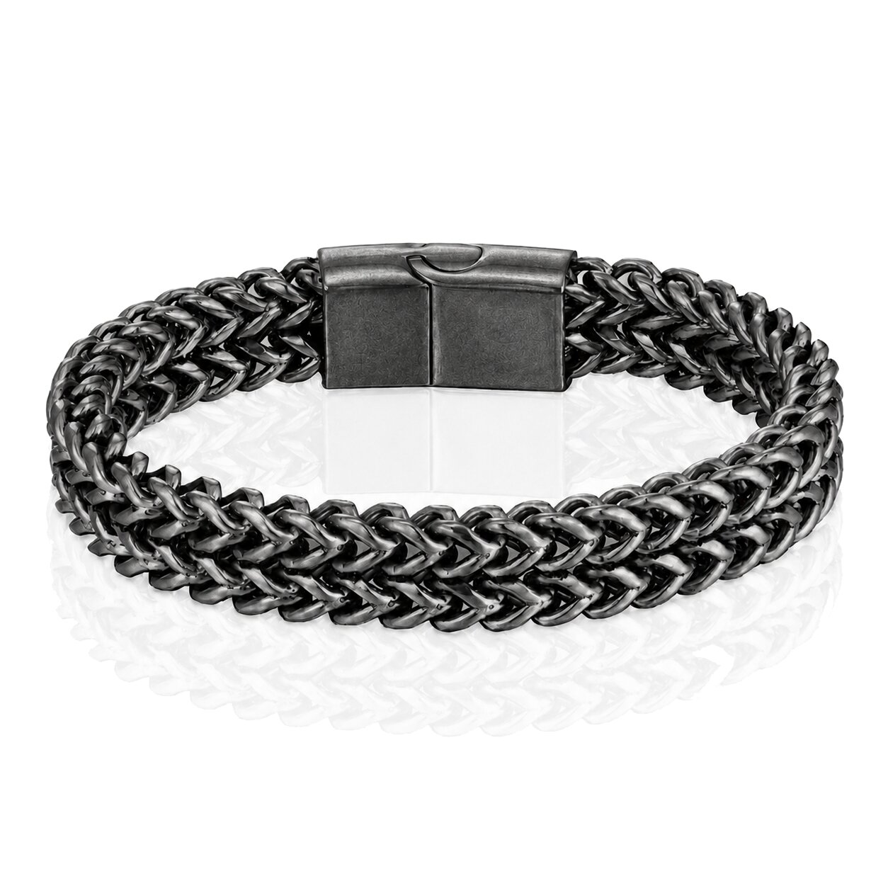 LGT JWLS Heren Armband - Dubbele Curb Chain van Retro Zilver Edelstaal-19cm afbeelding