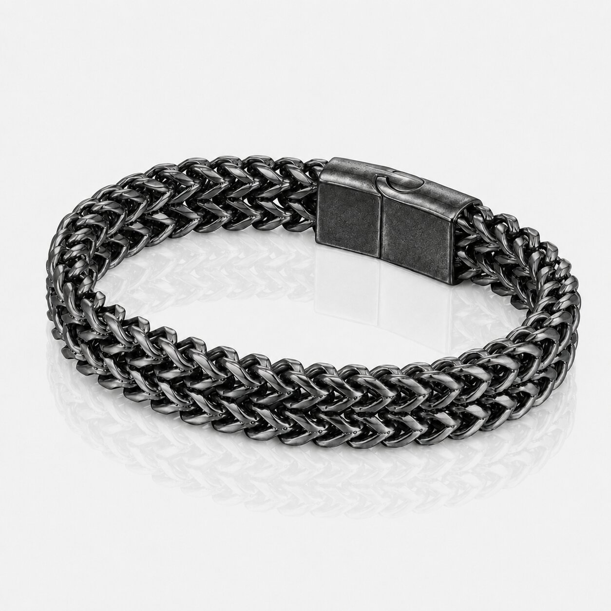 LGT JWLS Heren Armband - Dubbele Curb Chain van Retro Zilver Edelstaal-23cm afbeelding 3