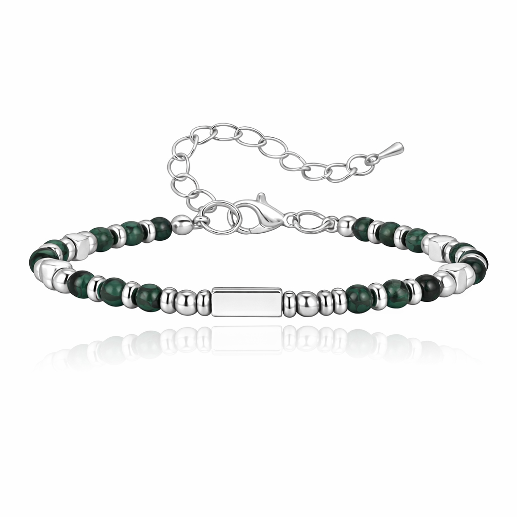 LGT JWLS Stalen Kralenarmband Groen Met Balkje afbeelding 1