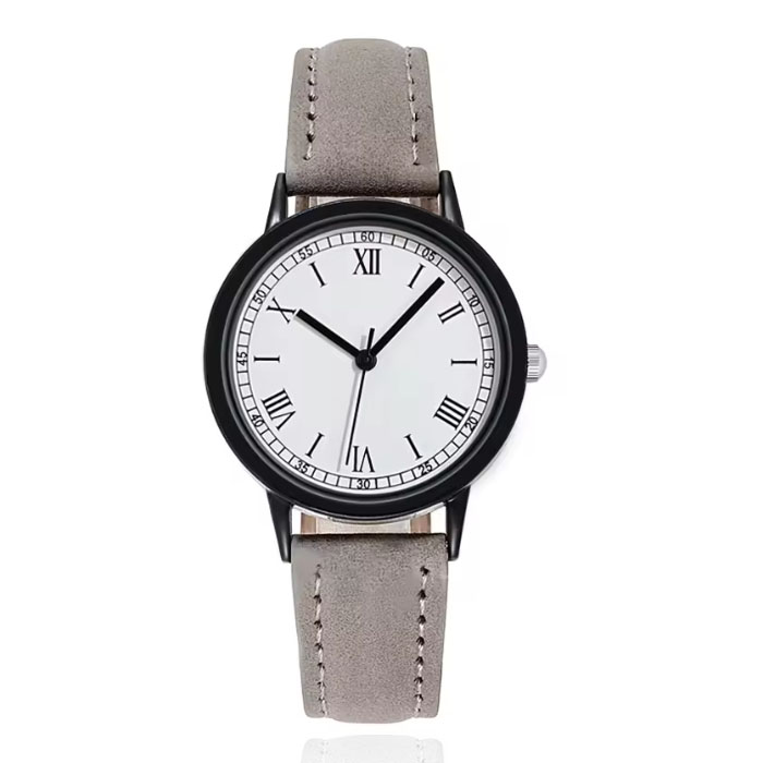 LGT Quartz horloge grijs met zwarte kast en witte wijzerplaat afbeelding 1