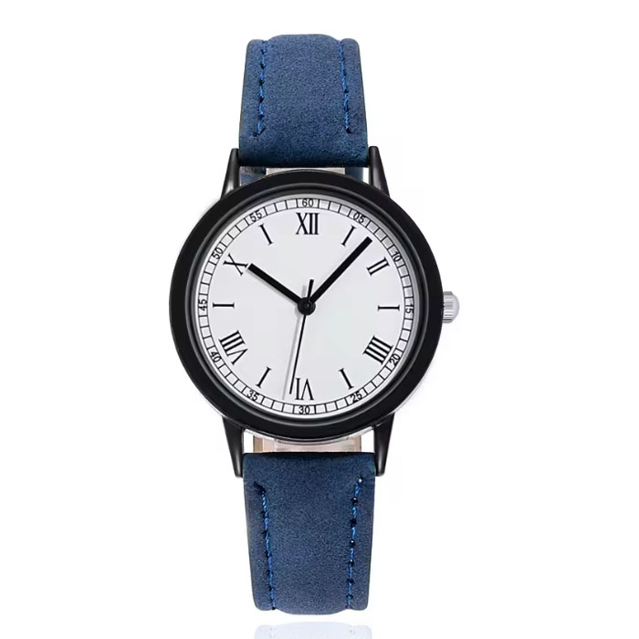 LGT Quartz horloge met blauwe band, zwarte kast en witte wijzerplaat afbeelding