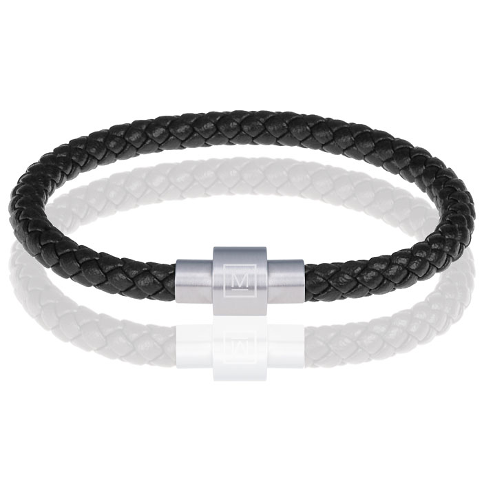 Memphis Armband Leer Met Edelstaal Zwart Zilver memphis kopen in de aanbieding
