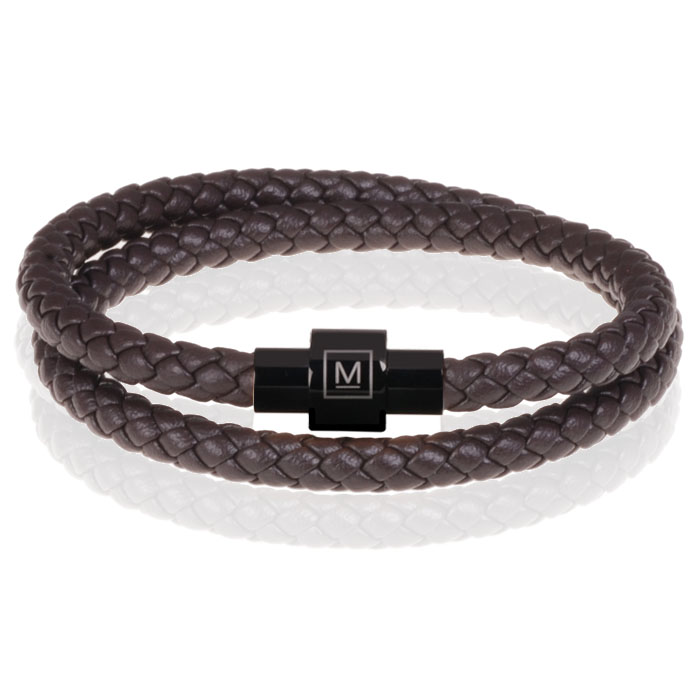 Memphis leren wrap armband Donkerbruin Zwart-23cm afbeelding 3