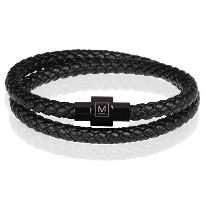 Memphis leren wrap armband Zwart-20cm afbeelding 3