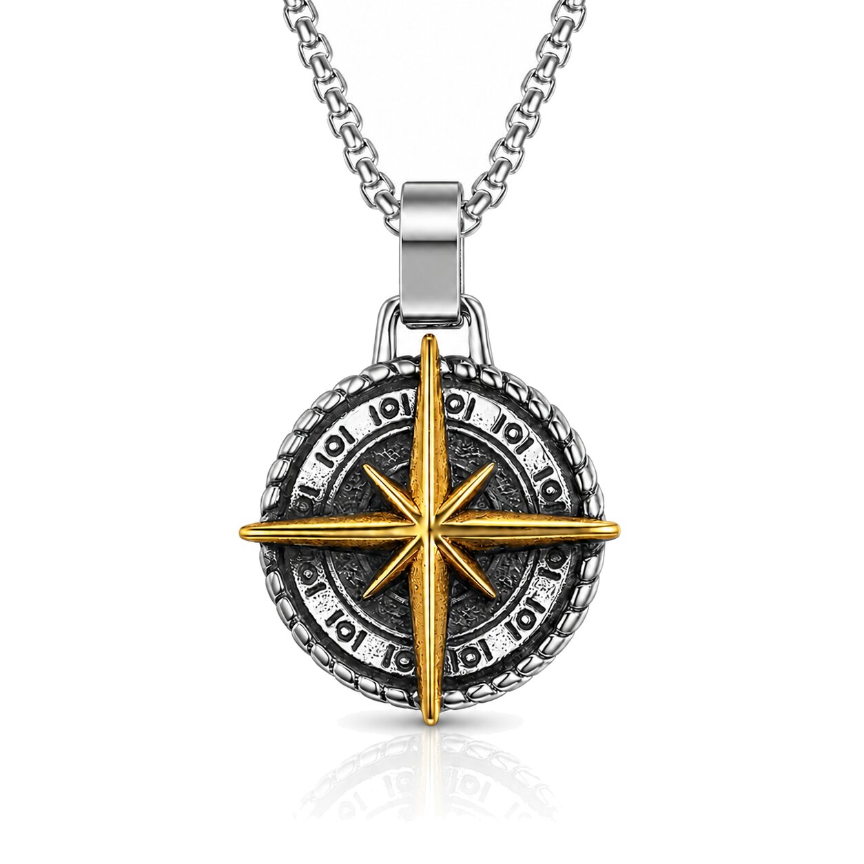 Mendes heren ketting Edelstaal Kompas Amulet