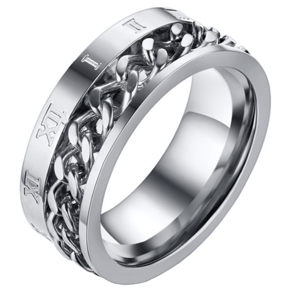 Mendes heren ring Cuban Link Roman Numeral Silver-20mm afbeelding 3