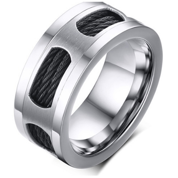 Mendes Herenring Edelstaal Zwarte Kabel mendes kopen in de aanbieding