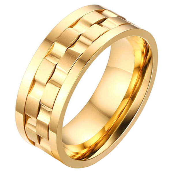 Mendes Jewelry heren ring Verguld Edelstaal Tandwiel-20mm afbeelding 3