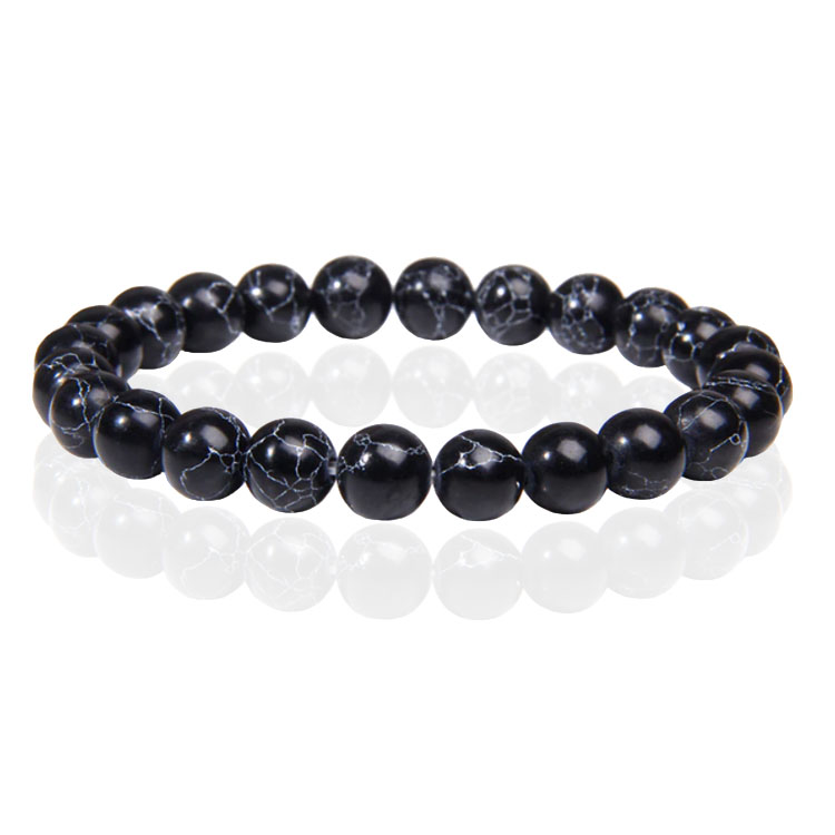 Natuursteen Armband met 8mm Kralen Memphis Black Howlite