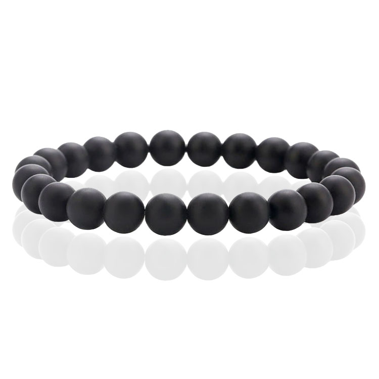 Natuursteen Armband met 8mm Kralen Memphis - Matte Onyx afbeelding