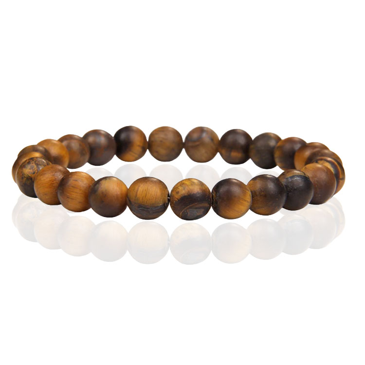 Natuursteen Armband met 8mm Kralen Memphis Matte Tiger Eye