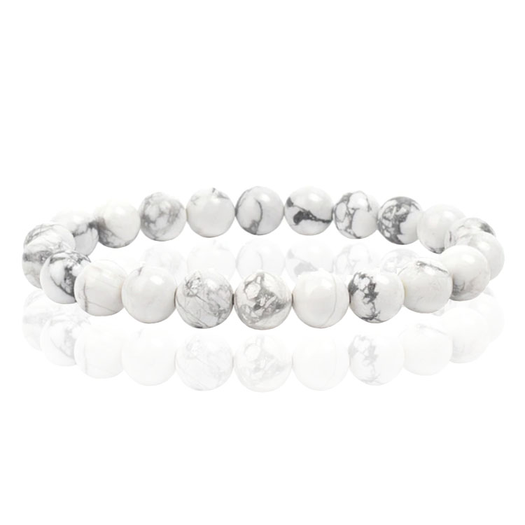 Natuursteen Armband met 8mm Kralen Memphis - White Howlite