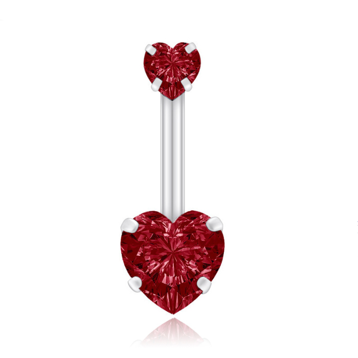Navelpiercing Edelstaal Double Heart Rood afbeelding