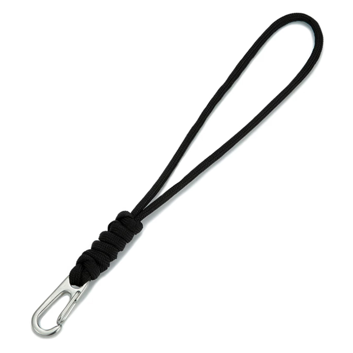 Sleutelkoord Zwart van Paracord met Zilverkleurige Musketon afbeelding