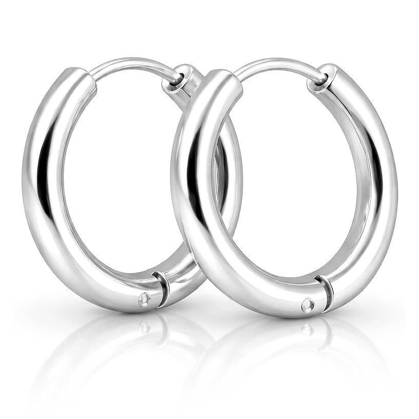 Smalle edelstaal oorringen Zilverkleurig-12mm afbeelding 1