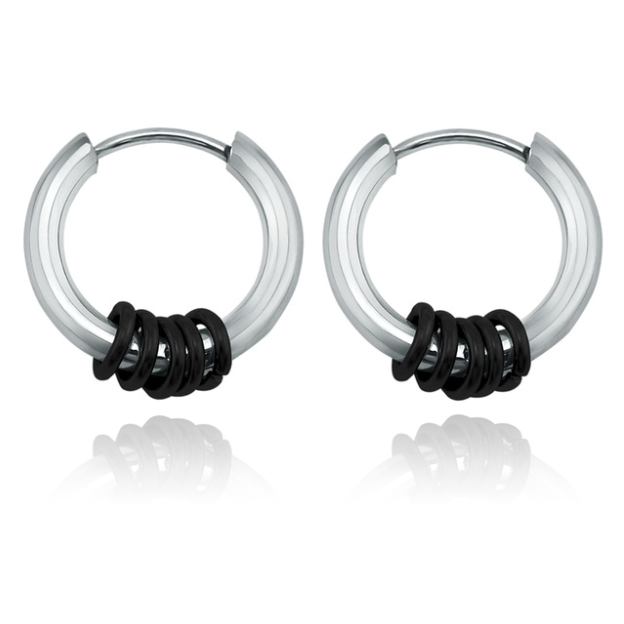 Stalen creolen Flexible Rings Silver Black-18mm afbeelding 3