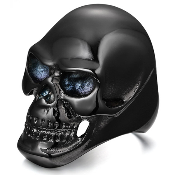 Stalen herenring Skull Black-21.5mm afbeelding 3