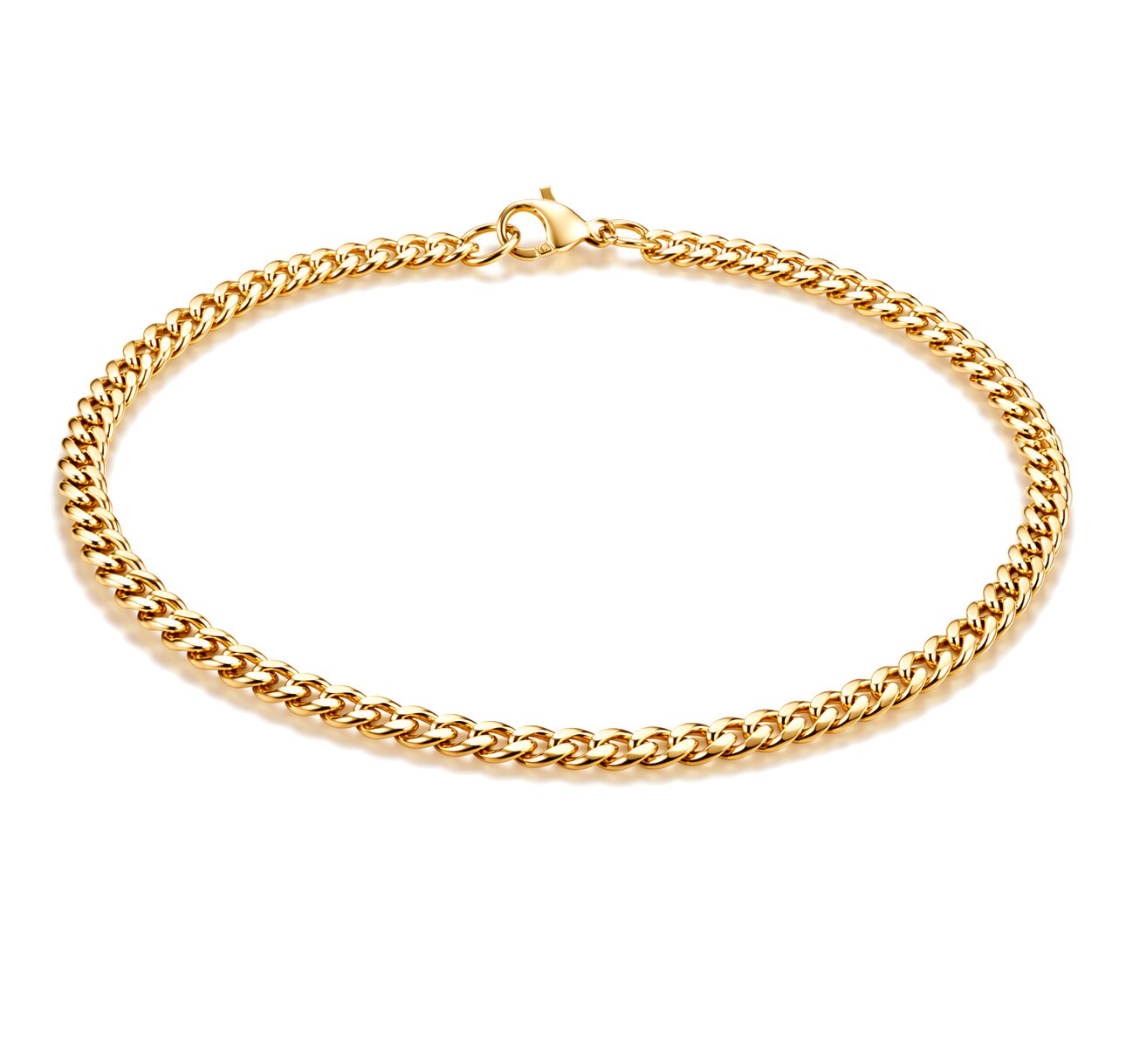 Stalen heren armband LGT JWLS Gourmet schakel Goudkleurig 3mm-21cm