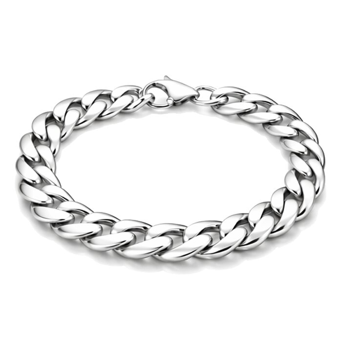 Stalen heren armband LGT JWLS Gourmet schakel Zilverkleurig 9mm-18cm afbeelding 1
