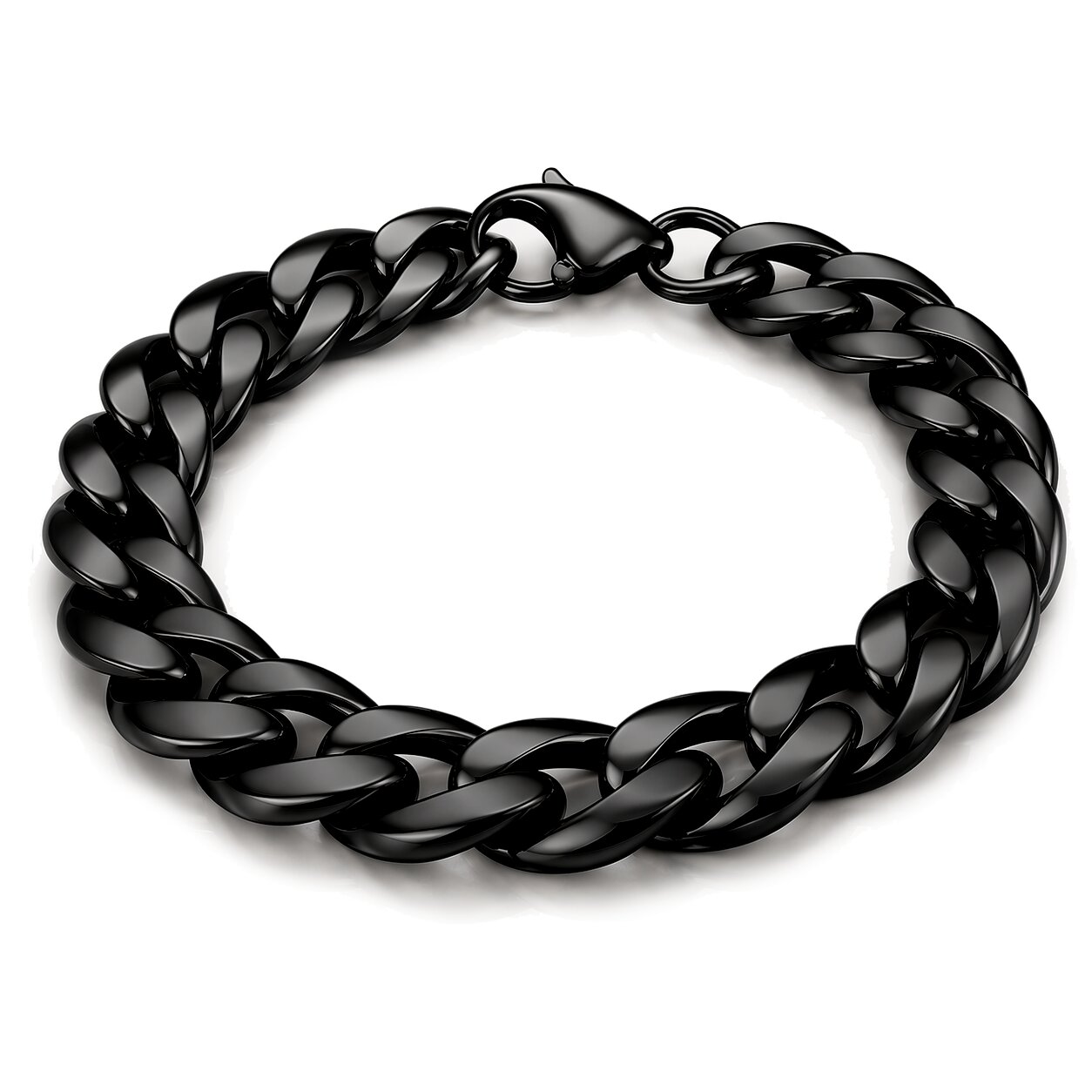 Stalen heren armband LGT JWLS Gourmet schakel Zwart 11mm-18cm