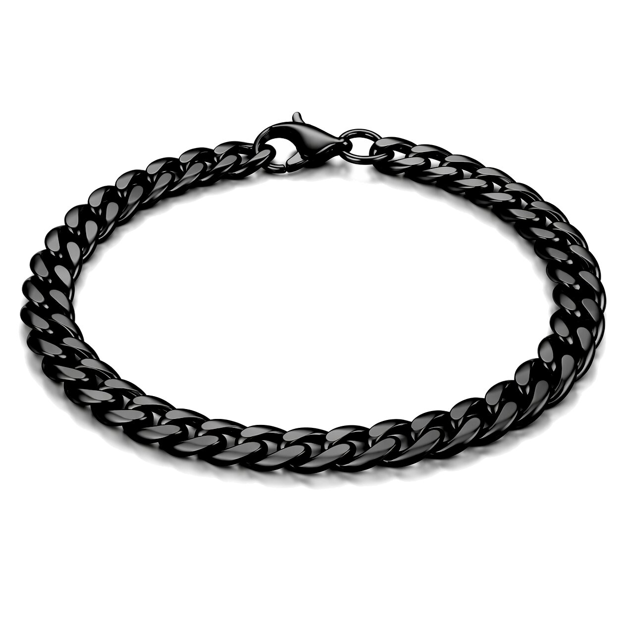 Stalen heren armband LGT JWLS Gourmet schakel Zwart 5mm-21cm
