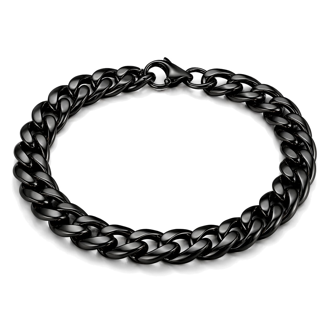 Stalen heren armband LGT JWLS Gourmet schakel Zwart 7mm-23cm afbeelding 1