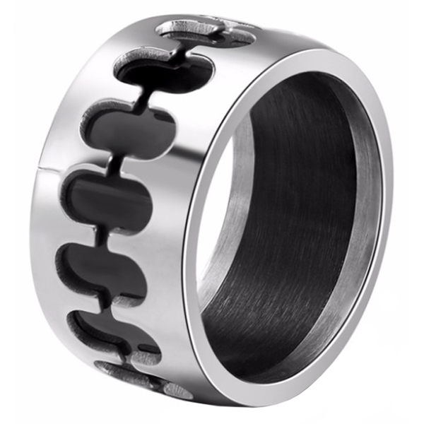 Mendes Stalen Mannen Ring Black Surface mendes kopen in de aanbieding