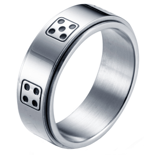 Stalen mannen ring Dobbelsteen spinner Zilver-19mm afbeelding 3