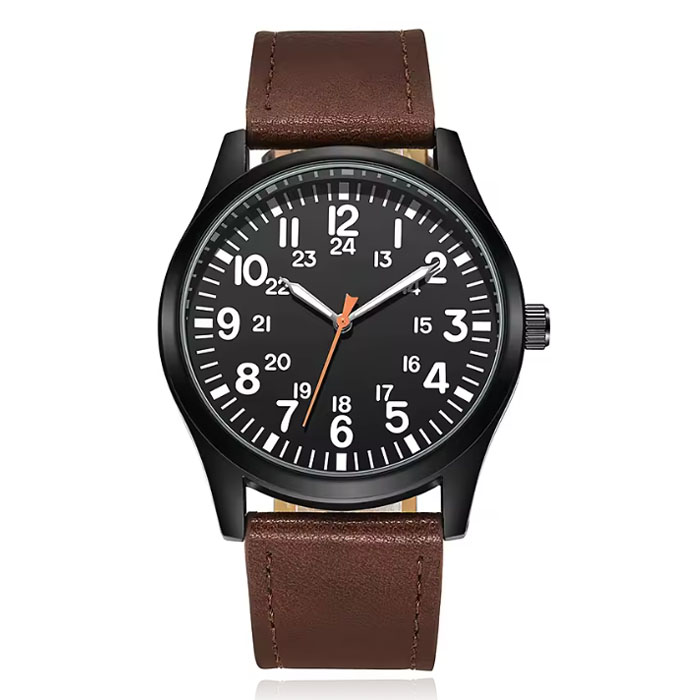 Stijlvol herenhorloge met bruin lederen band - Klassiek design afbeelding