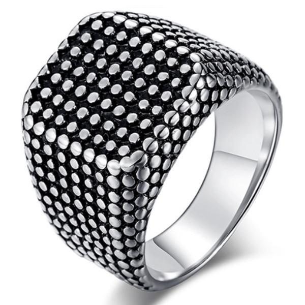 Mendes Titanium Zegelring Heren Zilverkleurig Zwart mendes kopen in de aanbieding