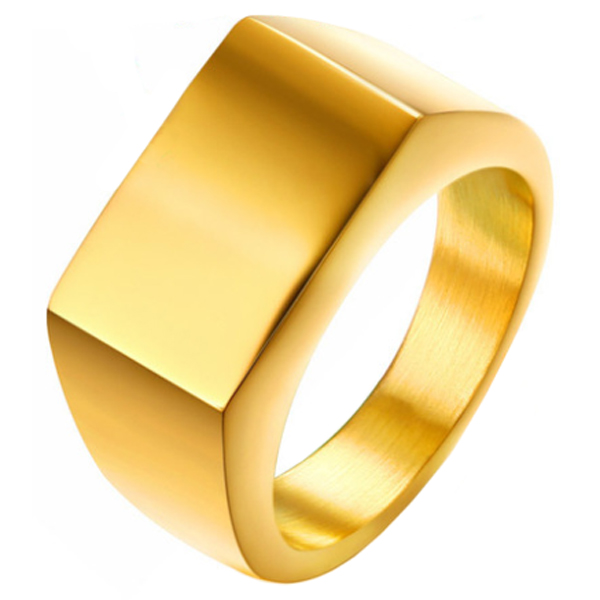 Verguld stalen zegelring van Mendes Jewelry-21mm afbeelding 3
