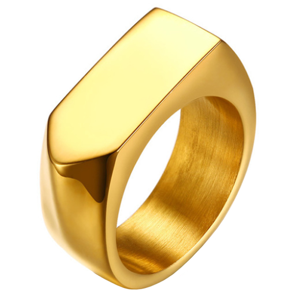 Vergulde stalen zegelring Mendes Jewelry-21mm afbeelding 3