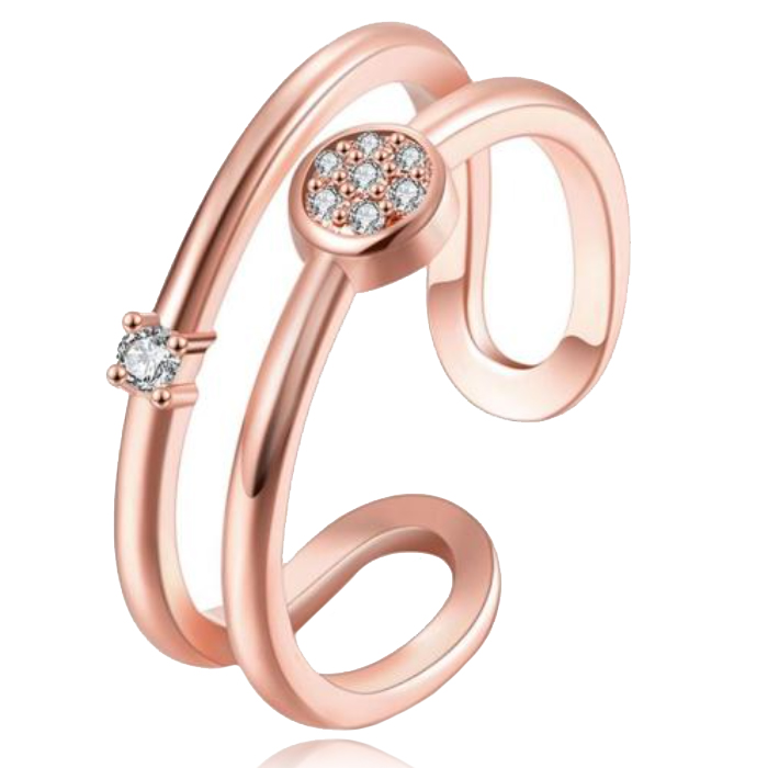 Verstelbare Ring voor Dames 2 Bogen Rose kleurig met Zirkonia afbeelding