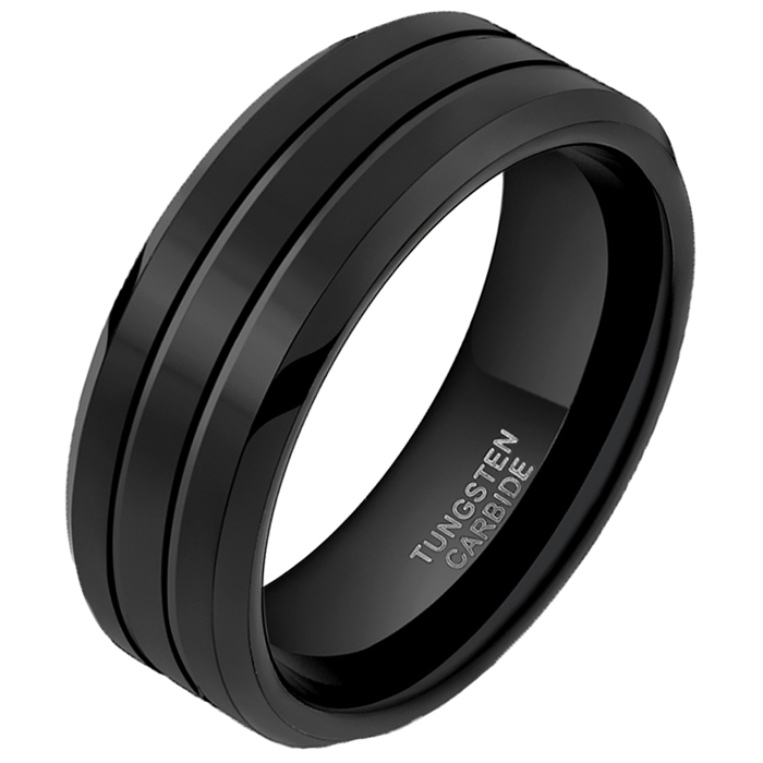 Wolfraam heren ring Classic Groove 8mm-18mm afbeelding 3